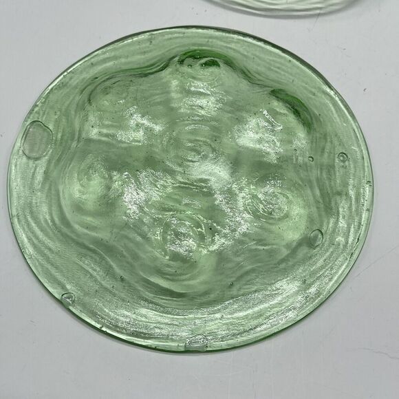 1920s Consolidated Glass Catalonia Green Bubble Uranium Salad Plate 8" Luncheon - Picture 7 of 9